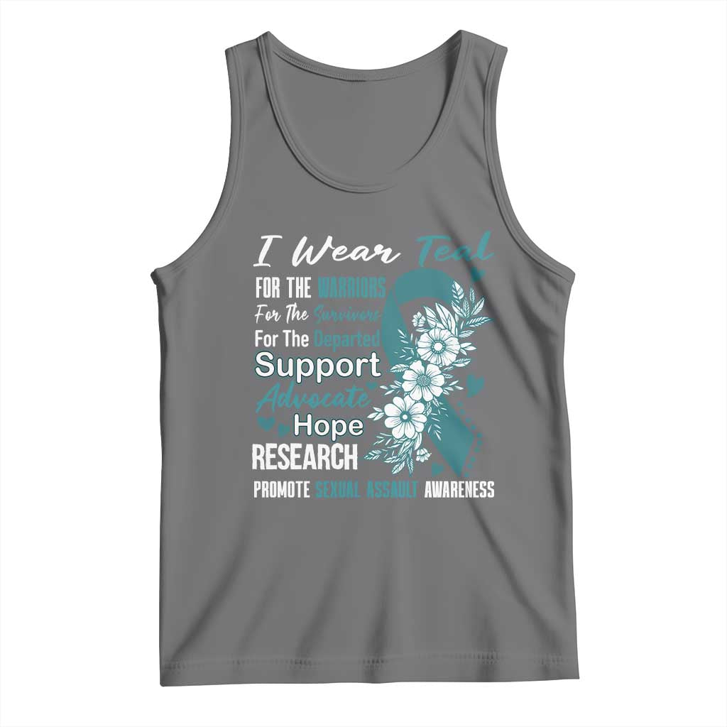 Sexual Assault Awareness Tank Top Teal Ribbon Flower