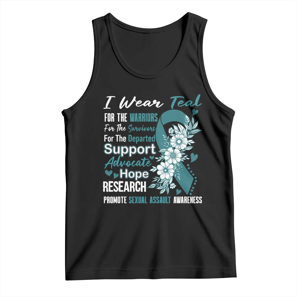 Sexual Assault Awareness Tank Top Teal Ribbon Flower