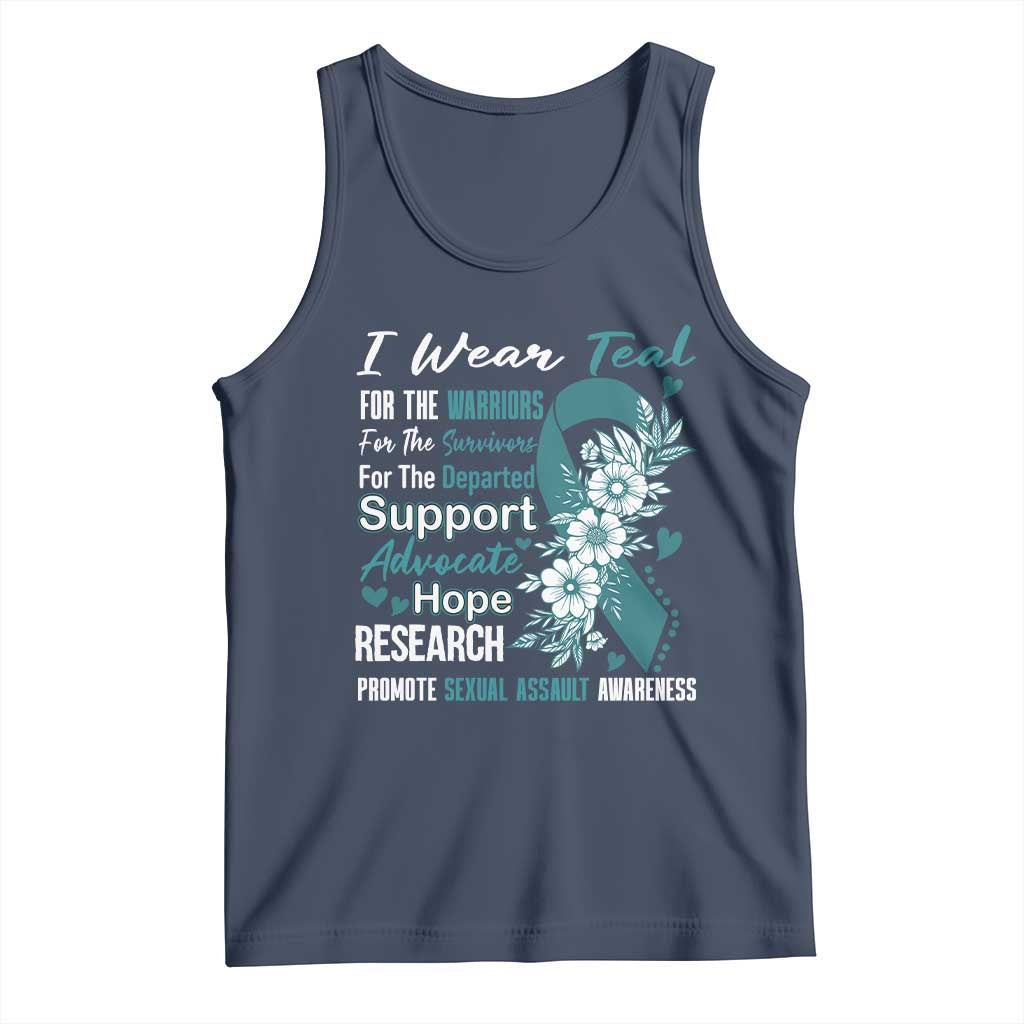 Sexual Assault Awareness Tank Top Teal Ribbon Flower