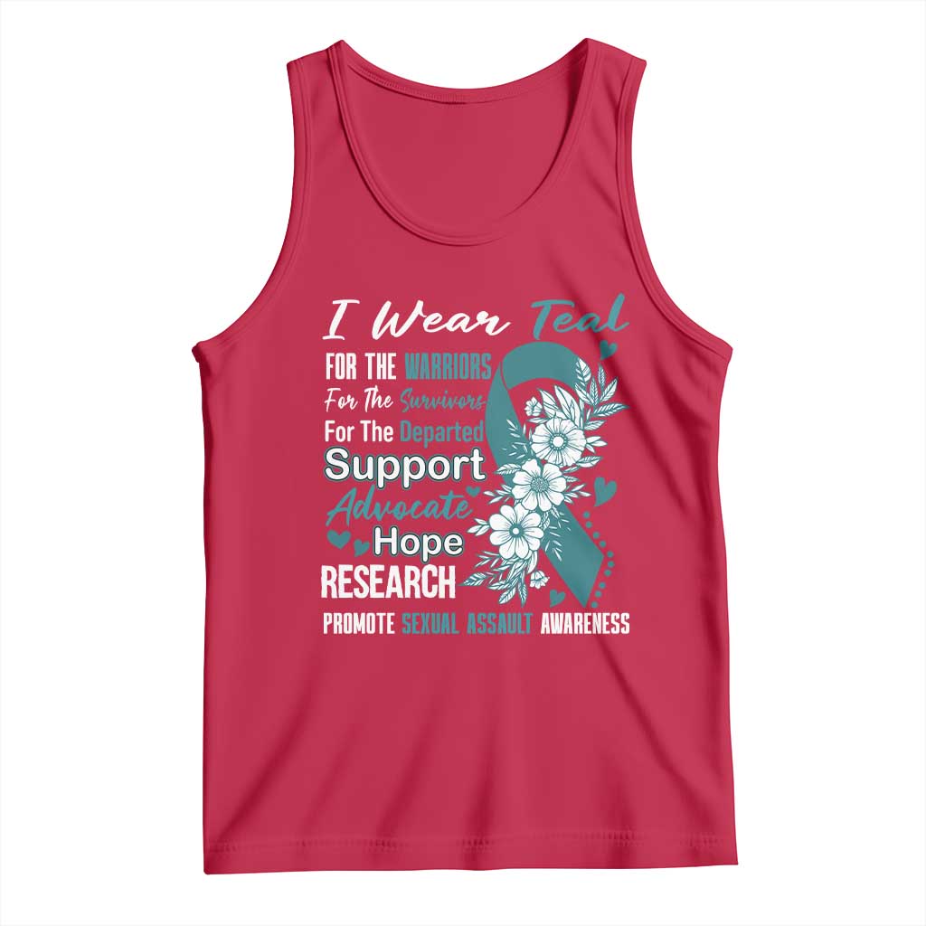 Sexual Assault Awareness Tank Top Teal Ribbon Flower