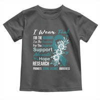 Sexual Assault Awareness Toddler T Shirt Teal Ribbon Flower