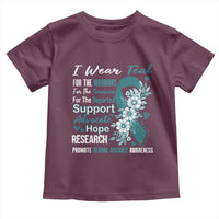 Sexual Assault Awareness Toddler T Shirt Teal Ribbon Flower