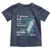 Sexual Assault Awareness Toddler T Shirt Teal Ribbon Flower