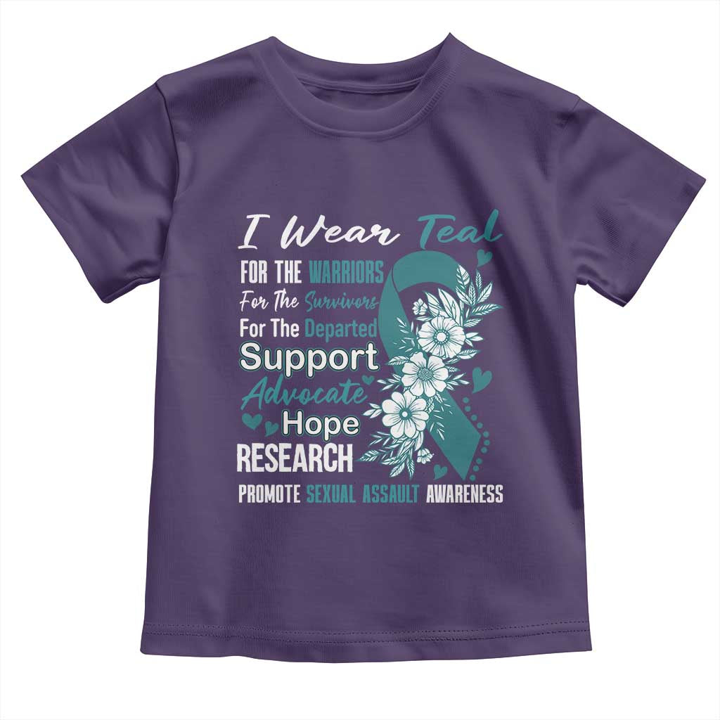 Sexual Assault Awareness Toddler T Shirt Teal Ribbon Flower