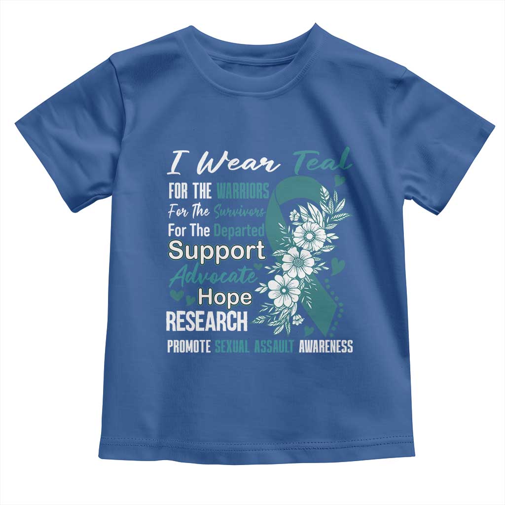 Sexual Assault Awareness Toddler T Shirt Teal Ribbon Flower