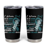 Sexual Assault Awareness Tumbler Cup Teal Ribbon Flower