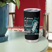 Sexual Assault Awareness Tumbler Cup Teal Ribbon Flower