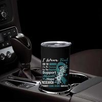Sexual Assault Awareness Tumbler Cup Teal Ribbon Flower