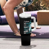 Sexual Assault Awareness Tumbler With Handle Teal Ribbon Flower