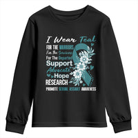 Sexual Assault Awareness Youth Sweatshirt Teal Ribbon Flower