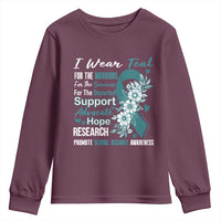 Sexual Assault Awareness Youth Sweatshirt Teal Ribbon Flower