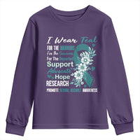 Sexual Assault Awareness Youth Sweatshirt Teal Ribbon Flower