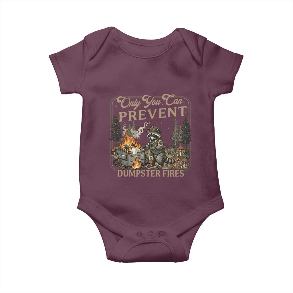 Only You Can Prevent Dumpster Fires Baby Onesie Funny Raccoon Mental Health Meme