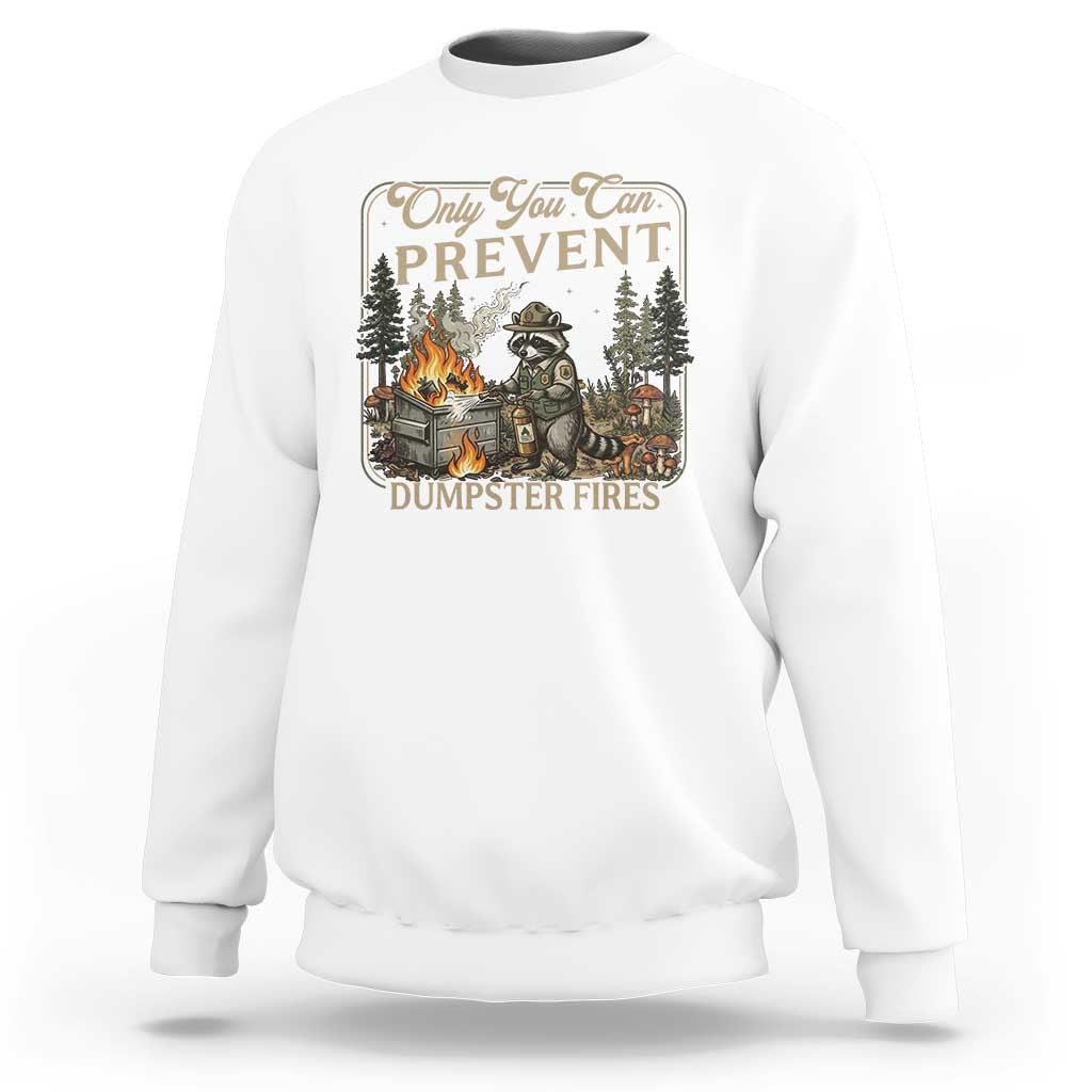 Only You Can Prevent Dumpster Fires Sweatshirt Funny Raccoon Mental Health Meme
