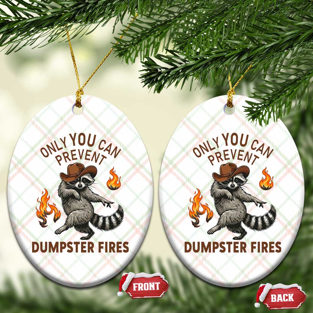 Only You Can Prevent Dumpster Fires Ceramic Ornament Funny Raccoon Sarcastic Humor