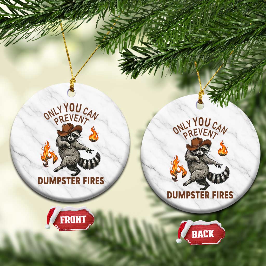 Only You Can Prevent Dumpster Fires Ceramic Ornament Funny Raccoon Sarcastic Humor