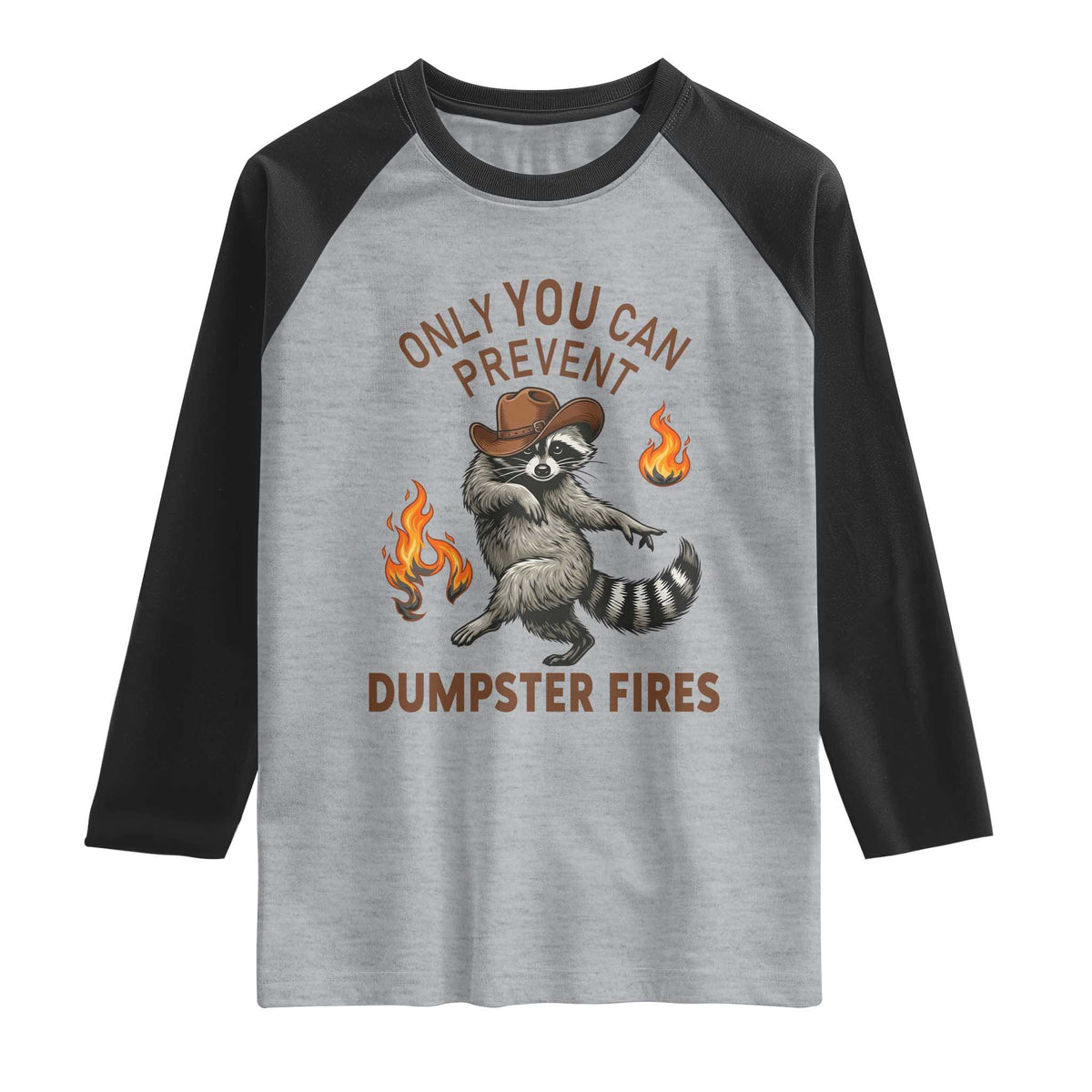 Only You Can Prevent Dumpster Fires Raglan Shirt Funny Raccoon Sarcastic Humor