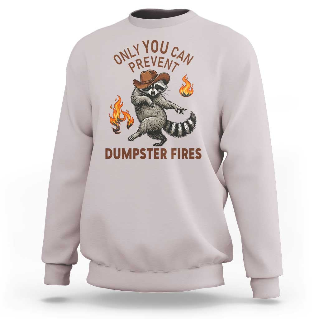 Only You Can Prevent Dumpster Fires Sweatshirt Funny Raccoon Sarcastic Humor