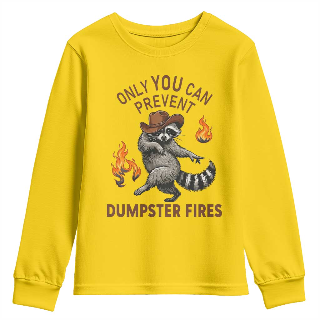 Only You Can Prevent Dumpster Fires Youth Sweatshirt Funny Raccoon Sarcastic Humor