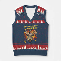 Don't Gaslight Me Jesus V-Neck Knit Sweater Vest Funny Princess Cat Sci-Fi Book Lover