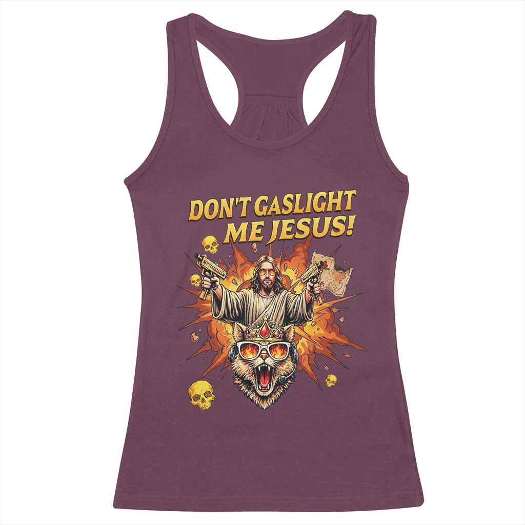 Don't Gaslight Me Jesus Racerback Tank Top Princess Donut and Mongo Sci-fi Meme