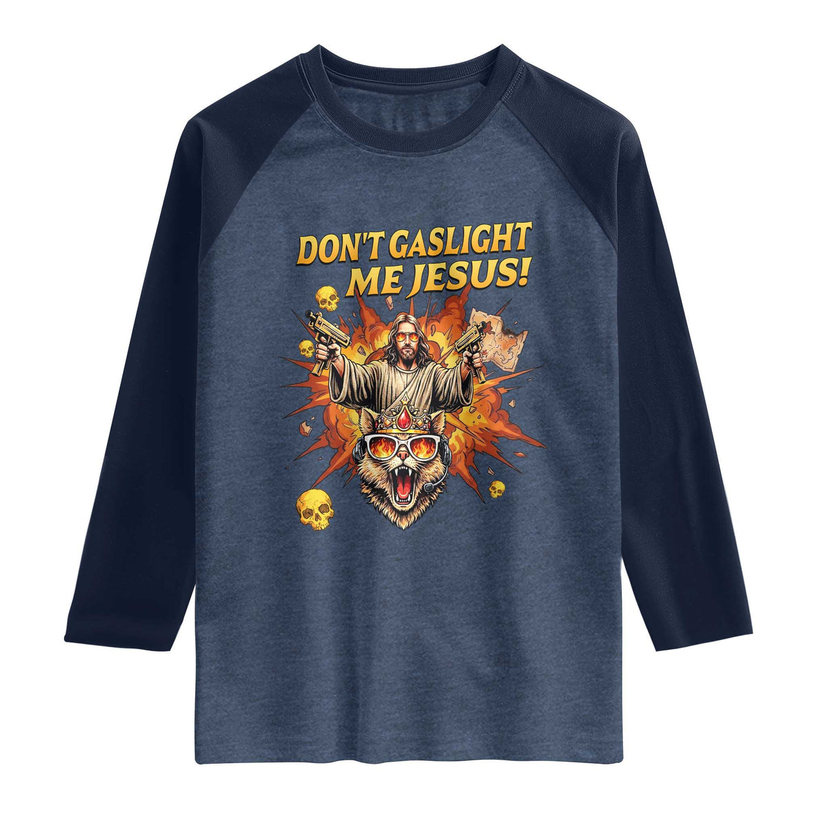 Don't Gaslight Me Jesus Raglan Shirt Funny Princess Cat Sci-Fi Book Lover