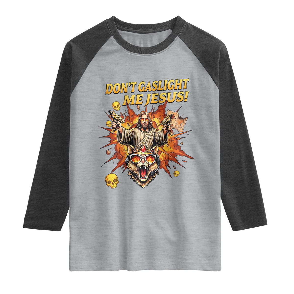 Don't Gaslight Me Jesus Raglan Shirt Funny Princess Cat Sci-Fi Book Lover
