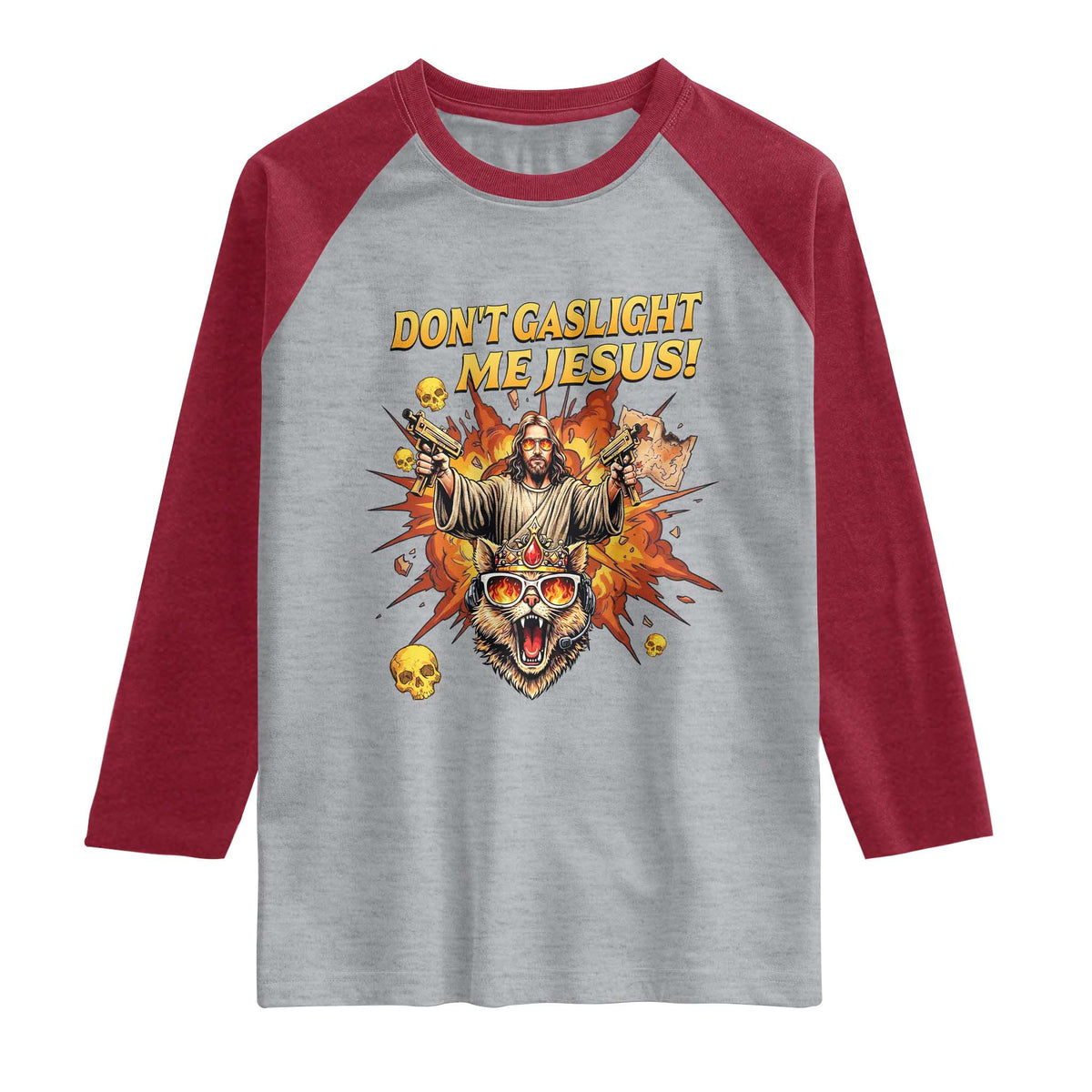 Don't Gaslight Me Jesus Raglan Shirt Funny Princess Cat Sci-Fi Book Lover