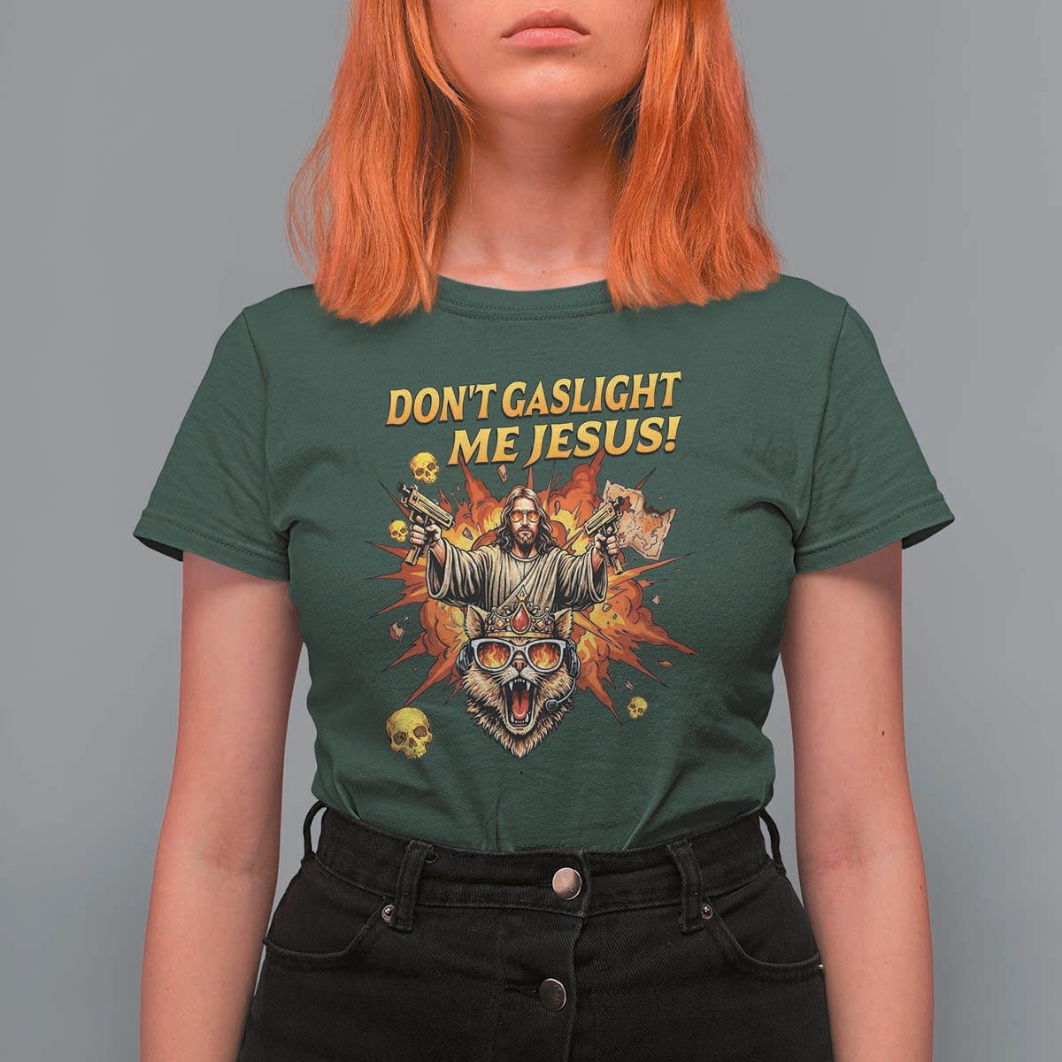Don't Gaslight Me Jesus T Shirt For Women Funny Princess Cat Sci-Fi Book Lover
