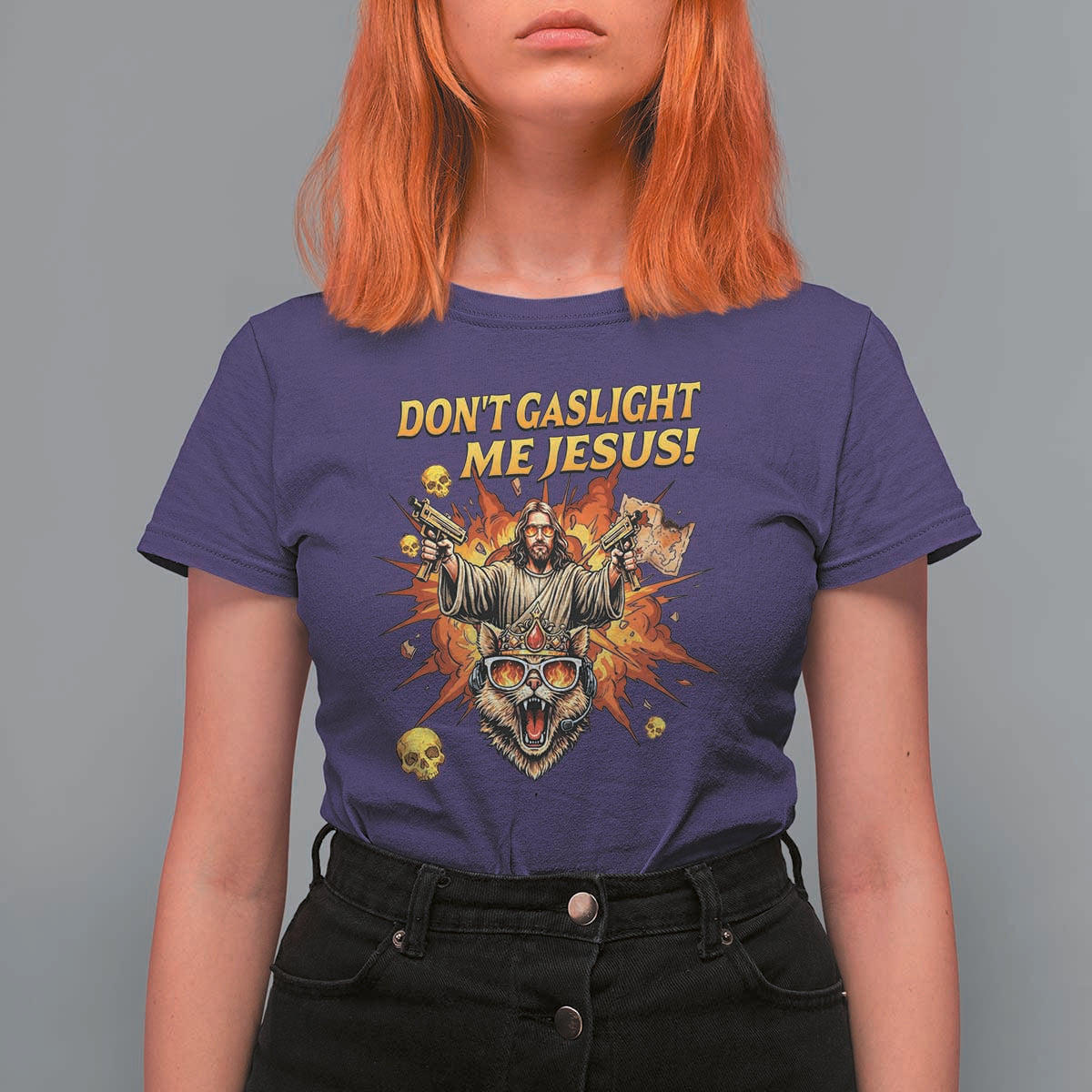 Don't Gaslight Me Jesus T Shirt For Women Funny Princess Cat Sci-Fi Book Lover