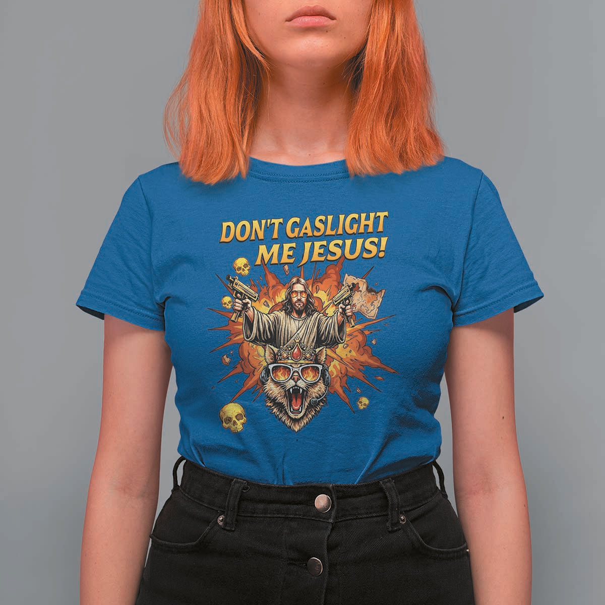 Don't Gaslight Me Jesus T Shirt For Women Funny Princess Cat Sci-Fi Book Lover