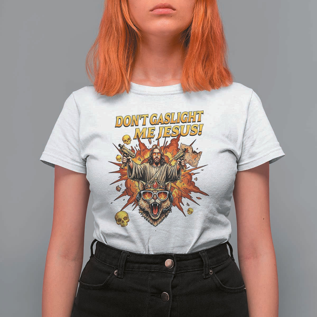 Don't Gaslight Me Jesus T Shirt For Women Funny Princess Cat Sci-Fi Book Lover