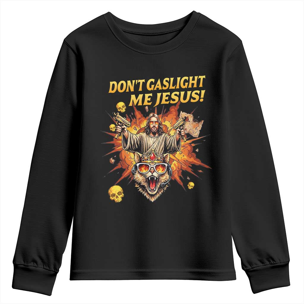 Don't Gaslight Me Jesus Youth Sweatshirt Princess Donut and Mongo Sci-fi Meme