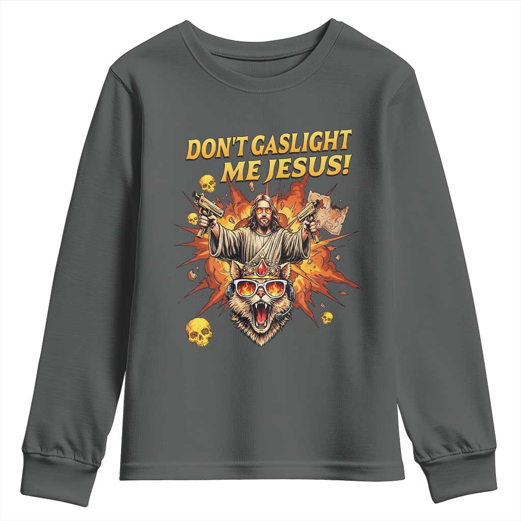 Don't Gaslight Me Jesus Youth Sweatshirt Princess Donut and Mongo Sci-fi Meme