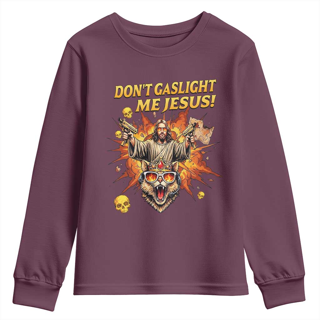 Don't Gaslight Me Jesus Youth Sweatshirt Princess Donut and Mongo Sci-fi Meme