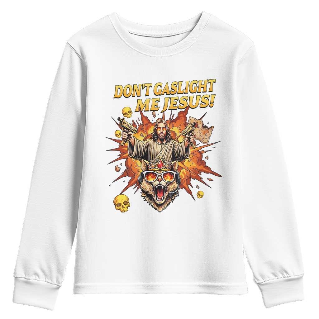 Don't Gaslight Me Jesus Youth Sweatshirt Princess Donut and Mongo Sci-fi Meme