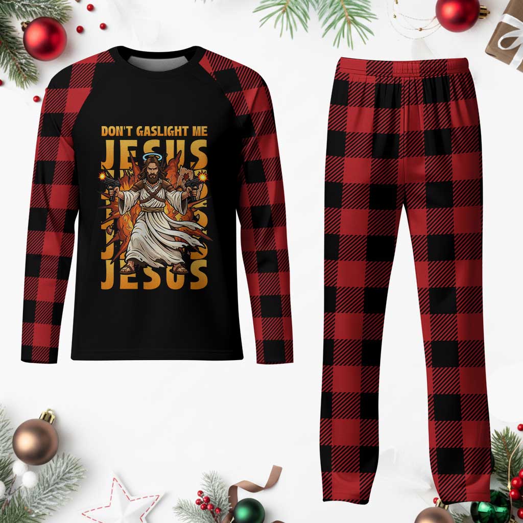 Don't Gaslight Me Jesus Plaid Pajama Set Funny Princess Cat Christian Meme