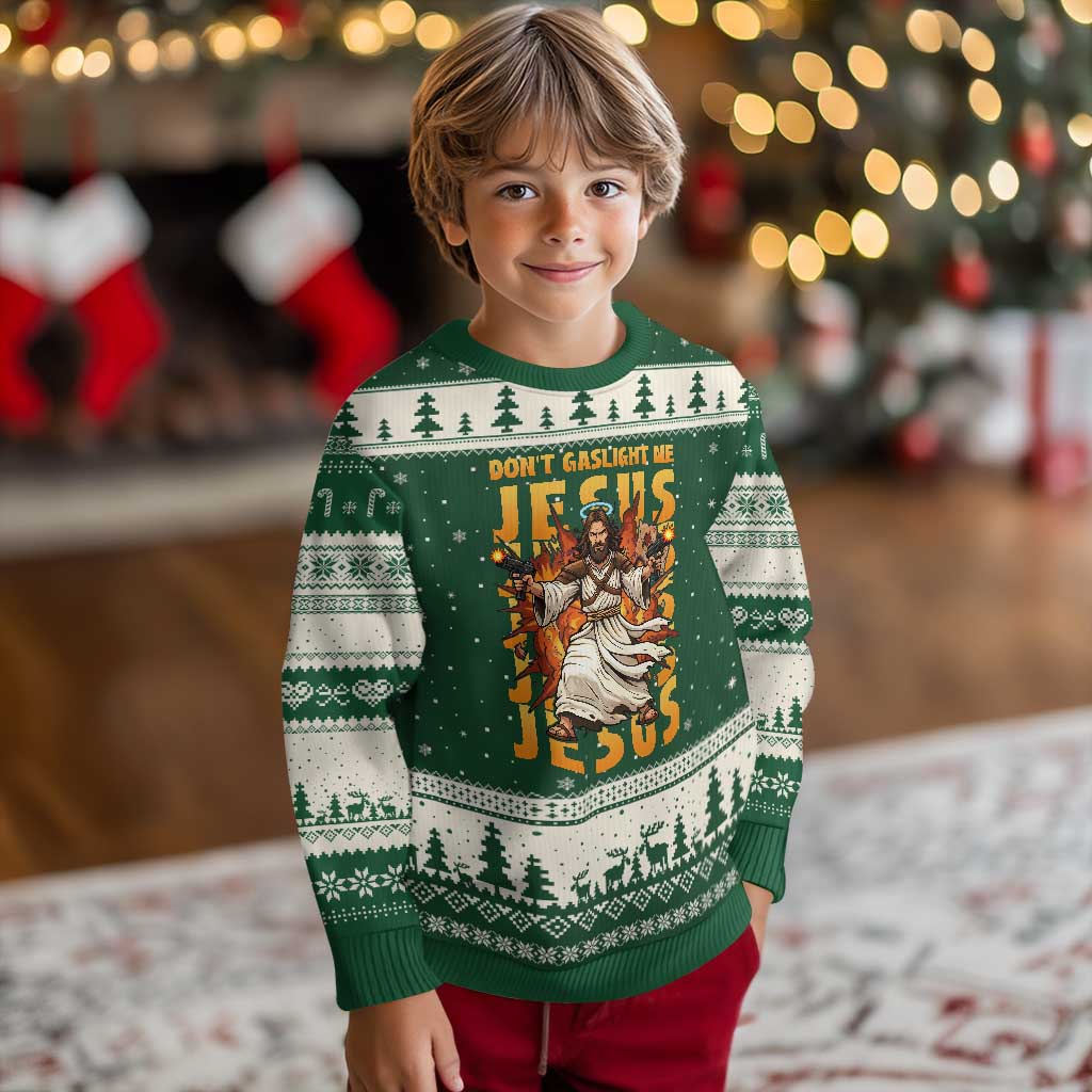 Don't Gaslight Me Jesus Ugly Christmas Sweater Funny Princess Cat Christian Meme