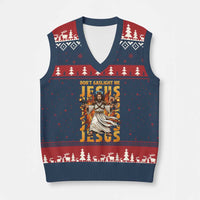 Don't Gaslight Me Jesus V-Neck Knit Sweater Vest Funny Princess Cat Christian Meme