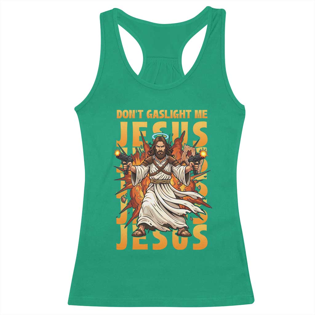 Don't Gaslight Me Jesus Racerback Tank Top Funny Princess Donut Cat Christian Meme