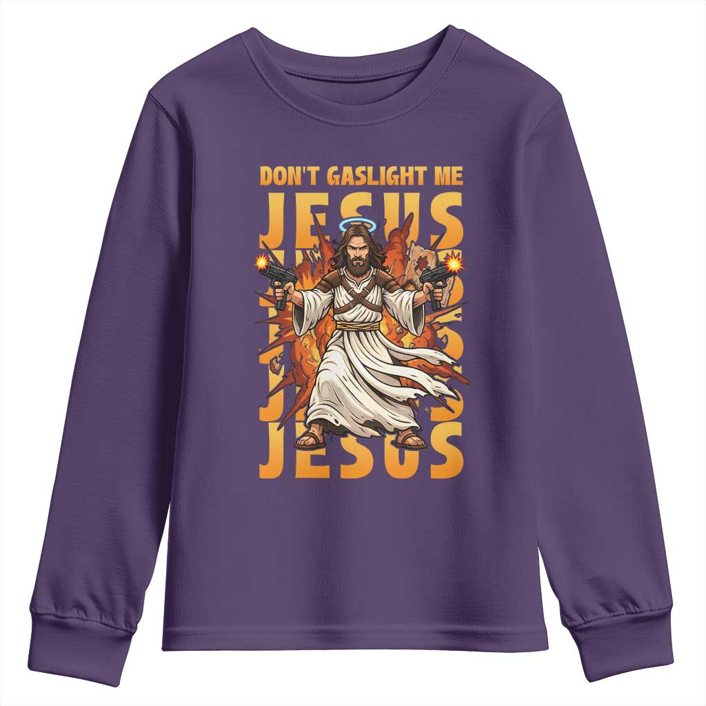 Don't Gaslight Me Jesus Youth Sweatshirt Funny Princess Donut Cat Christian Meme
