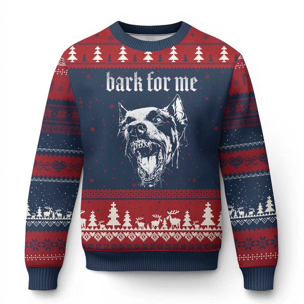 Bark For Me Ugly Christmas Sweater Gothic Dog Graphic