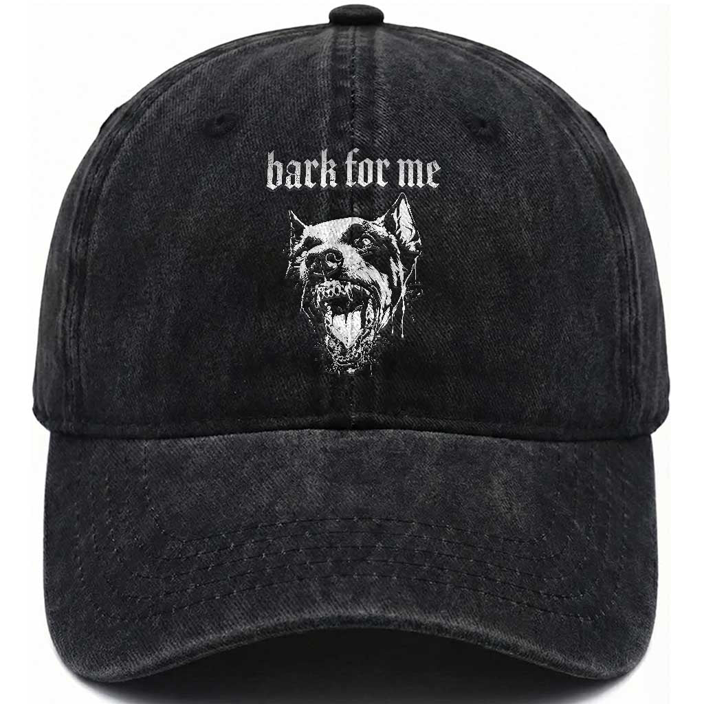 Bark For Me Washed Cotton Baseball Cap Gothic Dog Graphic