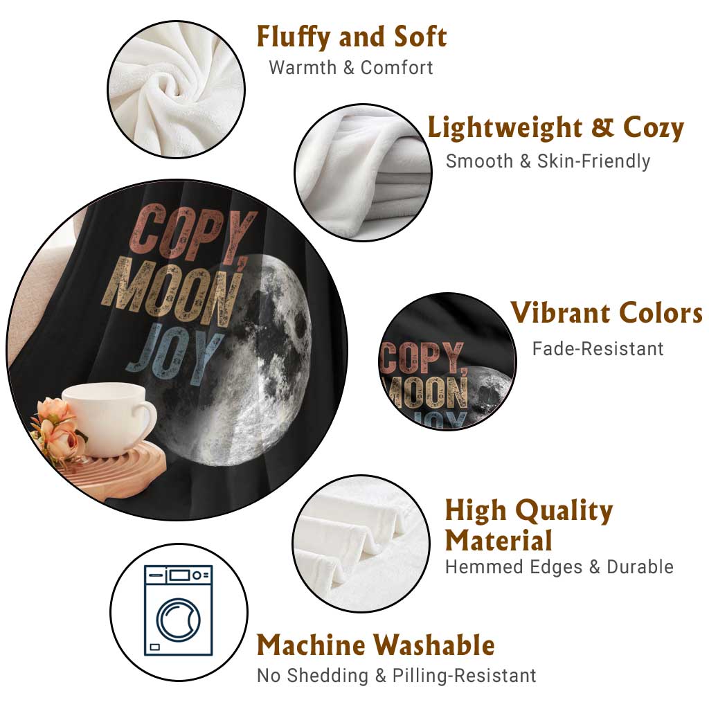 Copy Moon Joy Throw Blanket Funny Lunar Quote Graphic
