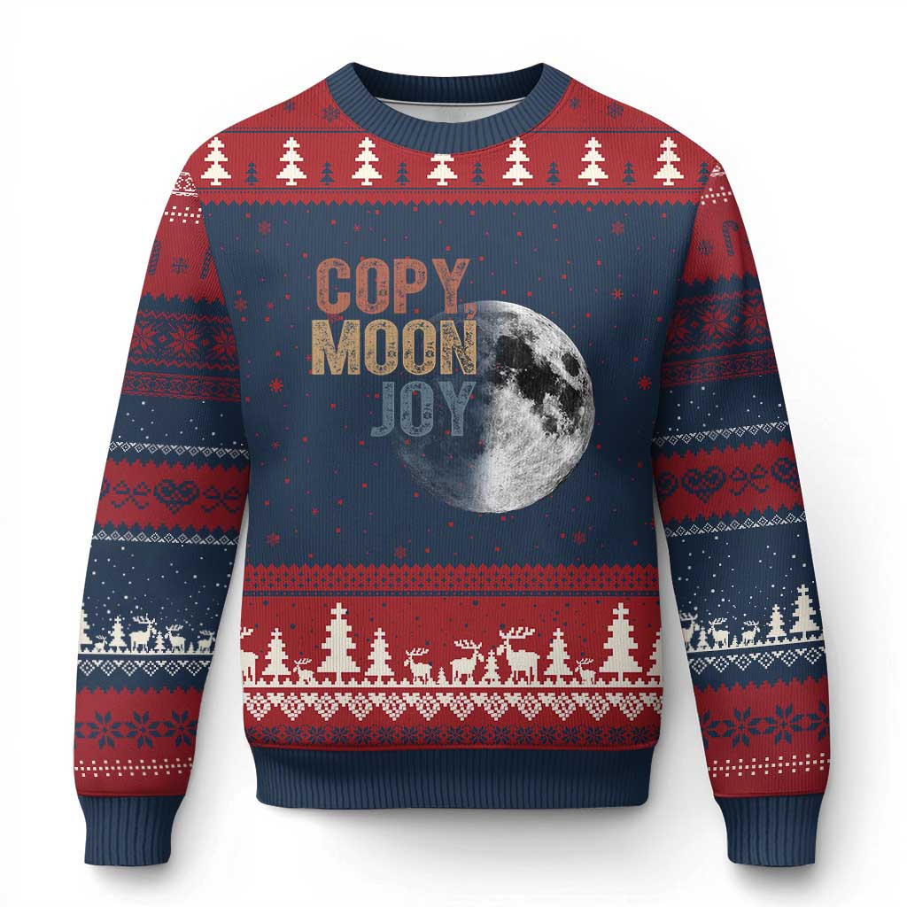 Copy Moon Joy Ugly Christmas Sweater Funny Lunar Quote Graphic