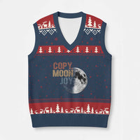 Copy Moon Joy V-Neck Knit Sweater Vest Funny Lunar Quote Graphic