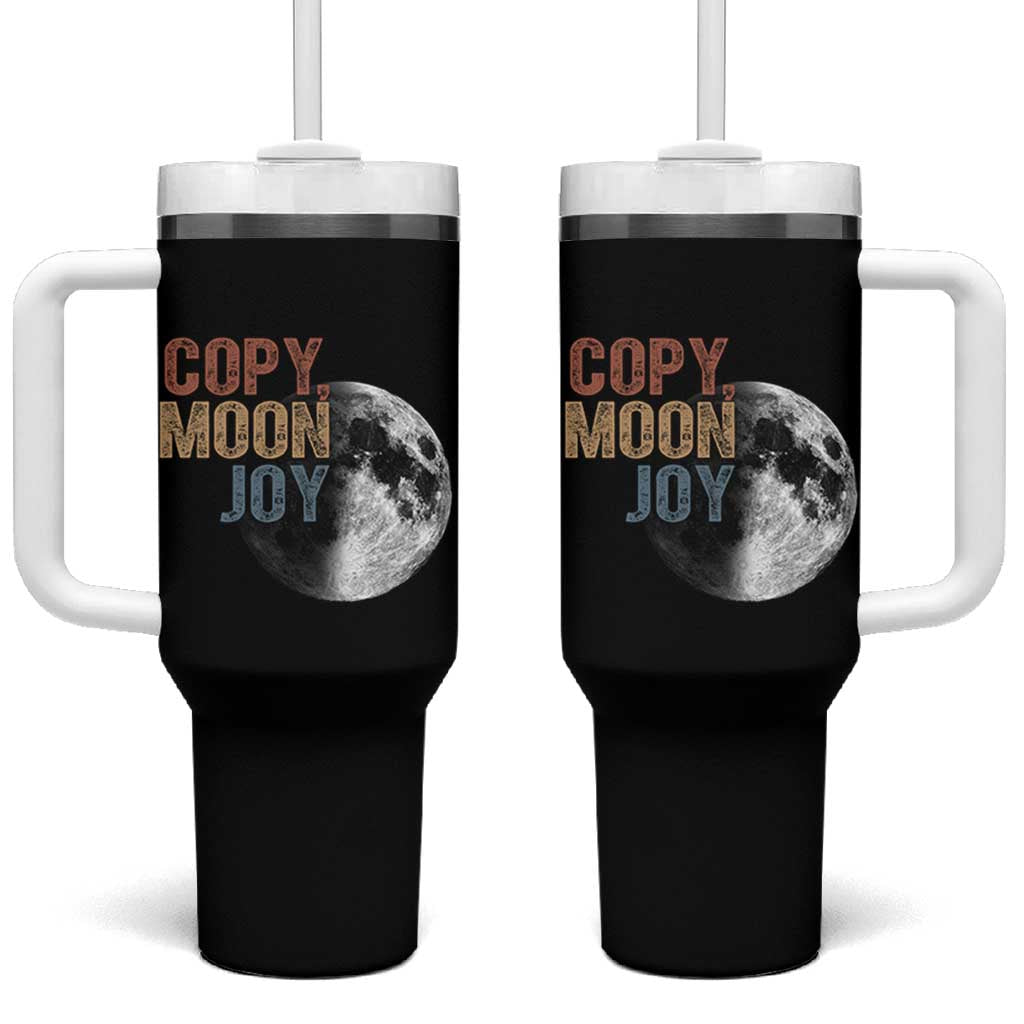Copy Moon Joy Tumbler With Handle Funny Lunar Quote Graphic