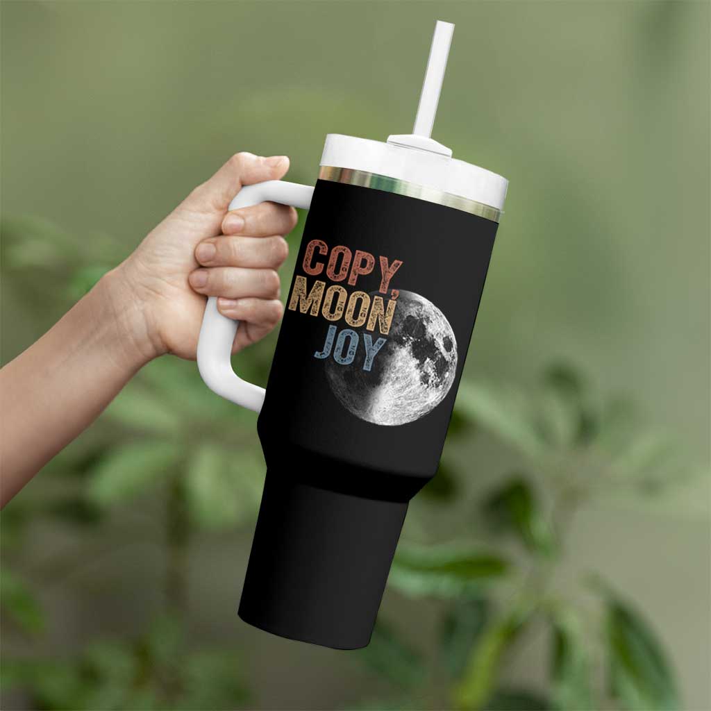 Copy Moon Joy Tumbler With Handle Funny Lunar Quote Graphic