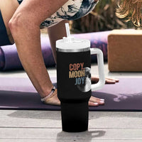 Copy Moon Joy Tumbler With Handle Funny Lunar Quote Graphic