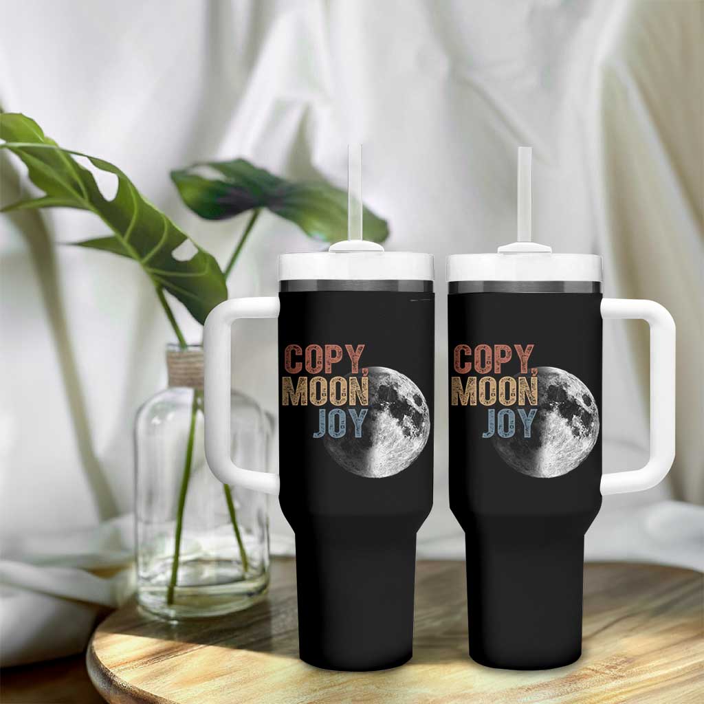 Copy Moon Joy Tumbler With Handle Funny Lunar Quote Graphic